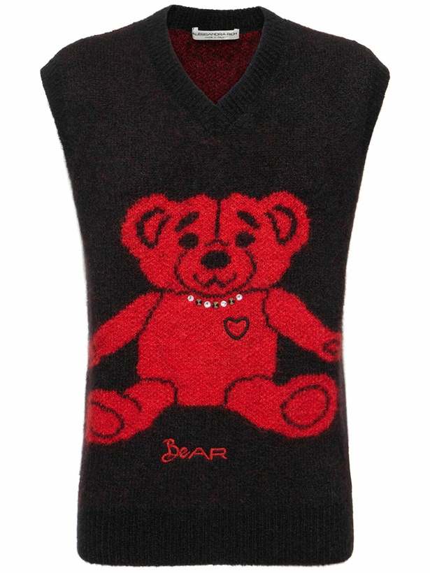 Photo: ALESSANDRA RICH - Wool Knit Vest W/ Bear And Crystals