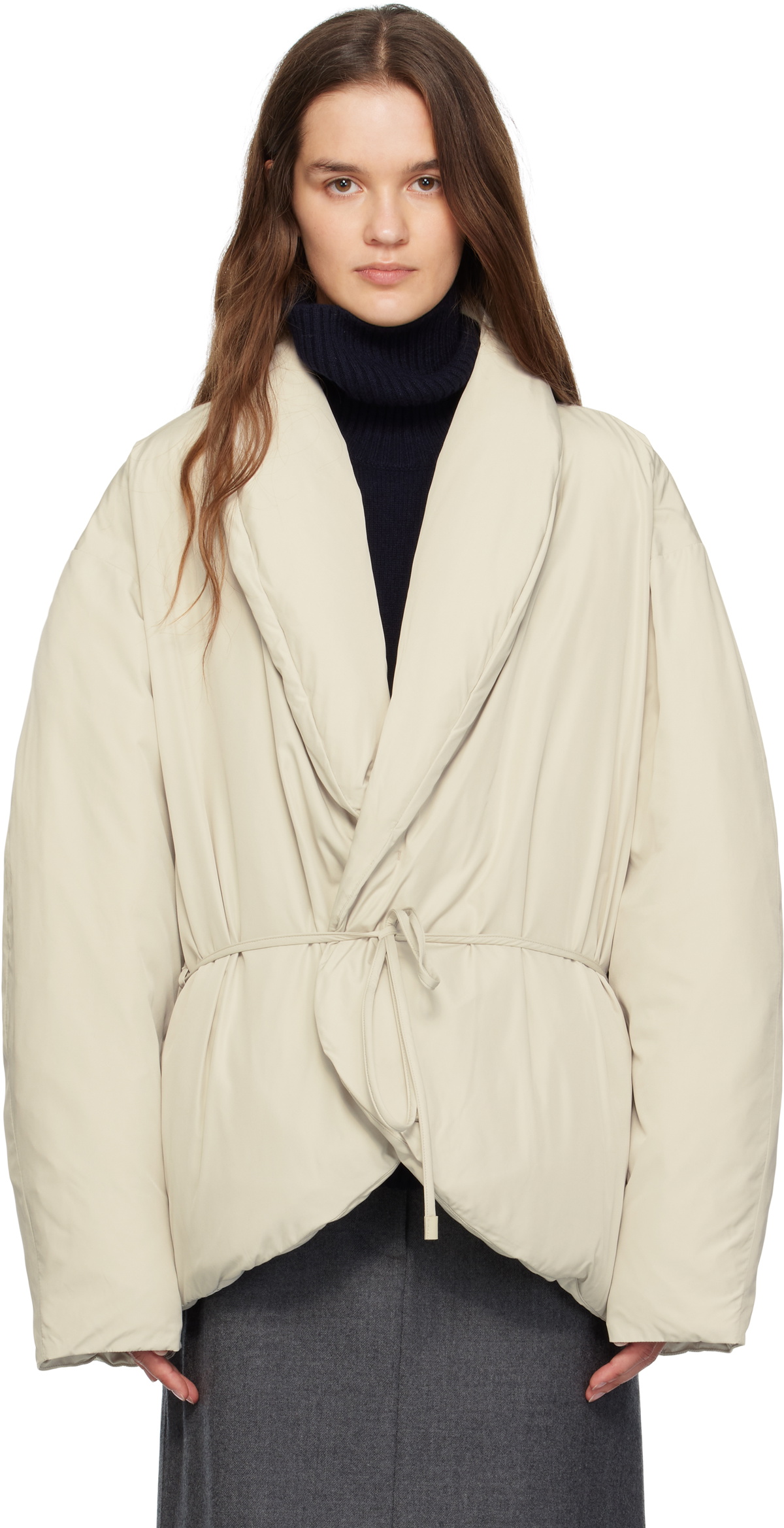 LE17SEPTEMBRE Off-White Shawl Collar Goose Down Jacket