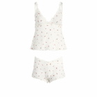 SKIMS Women's Stretch Lace Triangle Cami & Short Set in Ivory Cherry Print