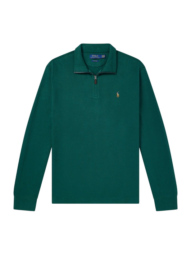 Photo: Polo Ralph Lauren - Logo-Embroidered Cotton-Jersey Half-Zip Sweatshirt - Green