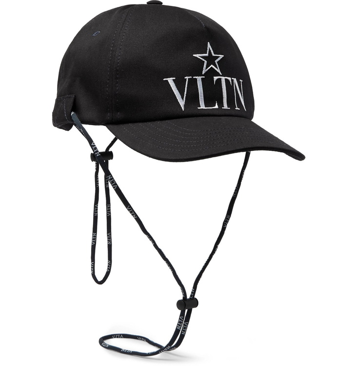 Photo: Valentino - Valentino Garavani Logo-Embroidered Cotton-Twill Baseball Cap - Black