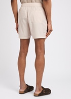 Paige Teague Striped Cotton Shorts Ecru