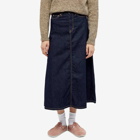 Beams Boy Women's 0.5 Pocket Denim Long Skirt in Blue Indigo
