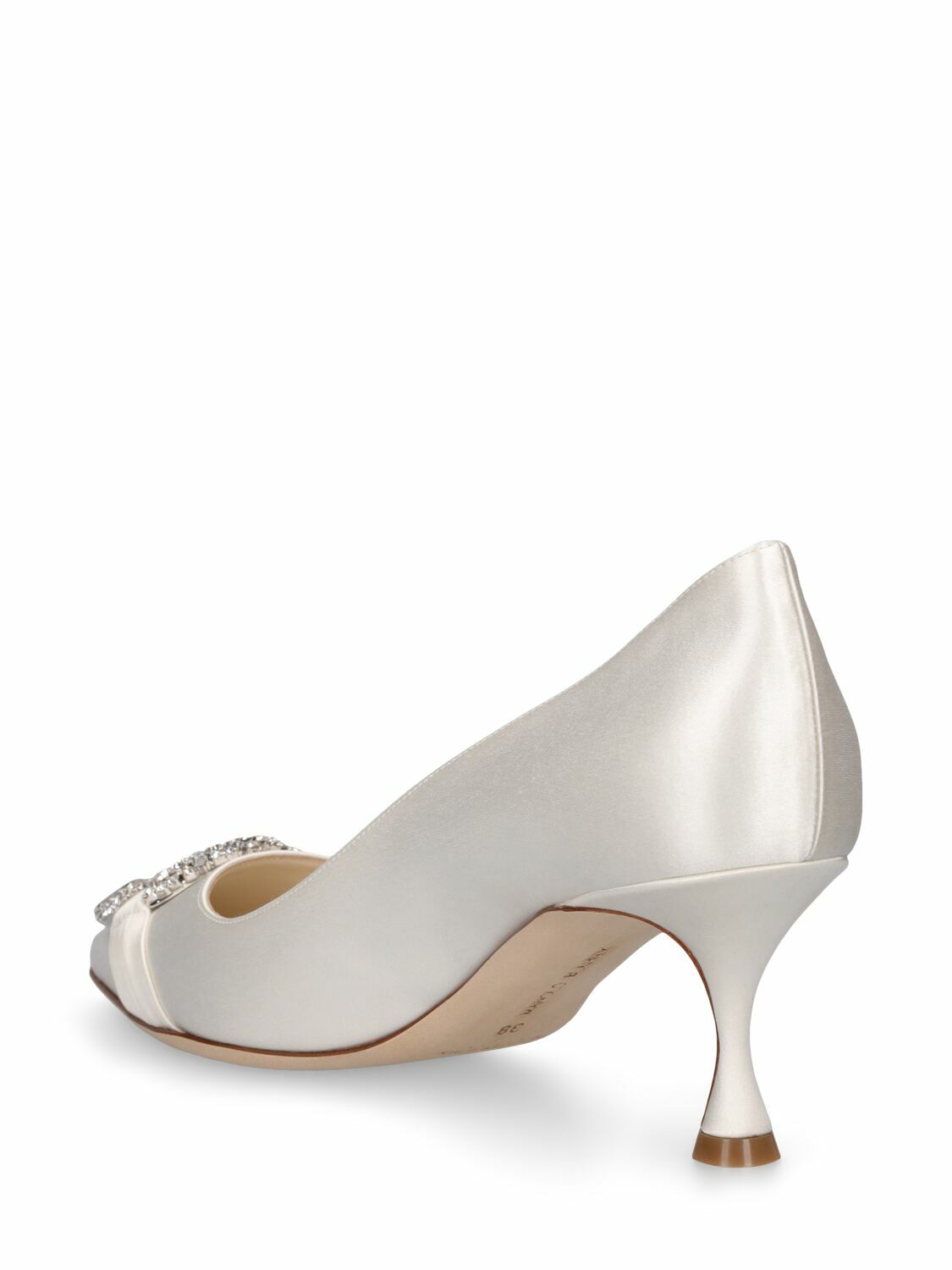 「MANOLO BLAHNIK」MAIDAPUMP 50 サテン パンプス クリスタル付 MANOLO BLAHNIK - 50mm Maidapump Satin Pumps Manolo Blahnik