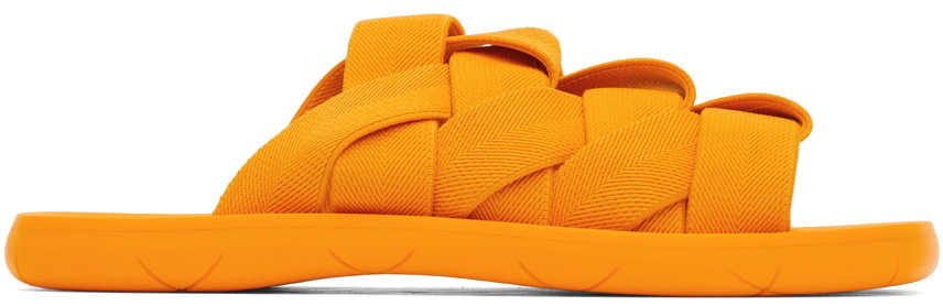 Bottega Veneta Orange Slides Bottega Veneta: Orange Rubber Slides | SSENSE main image 3