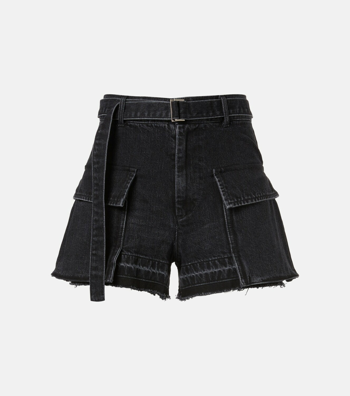 Sacai Belted denim shorts