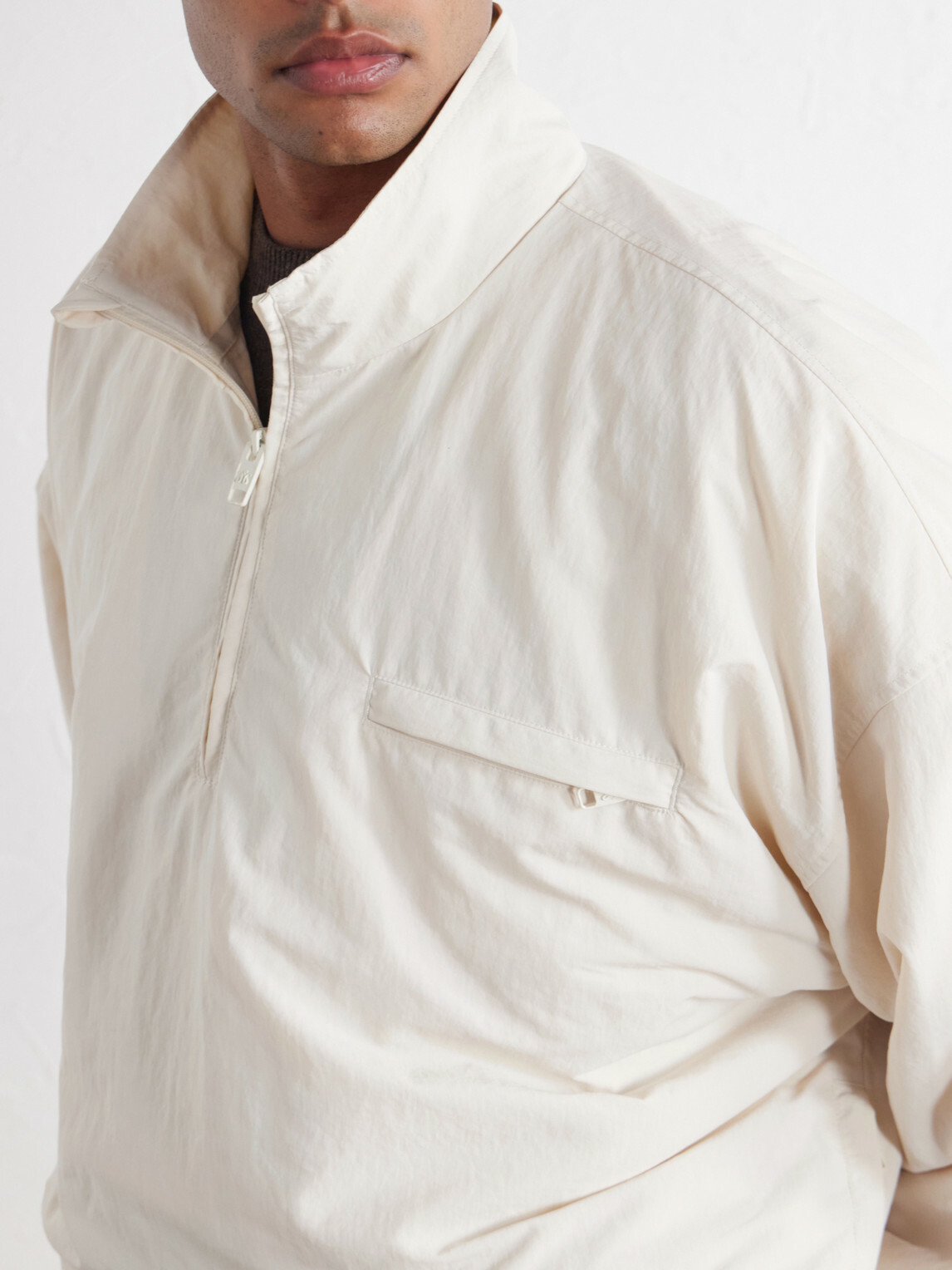 Willy Chavarria - Appliquéd Fleece-Lined Shell Half-Zip Jacket - Neutrals