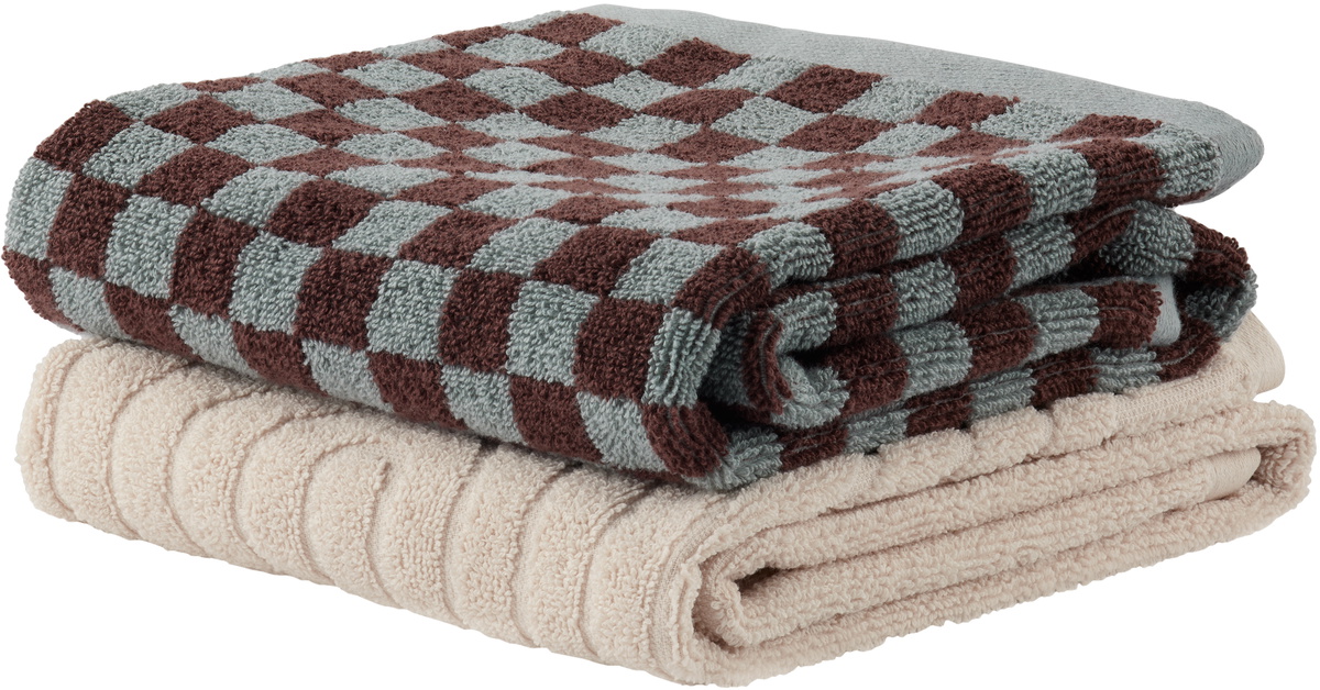 Baina Off-White & Blue Pair 05 Hand Towel Set