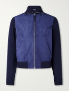 TOM FORD - Slim-Fit Merino Wool-Blend and Suede Bomber Jacket - Blue