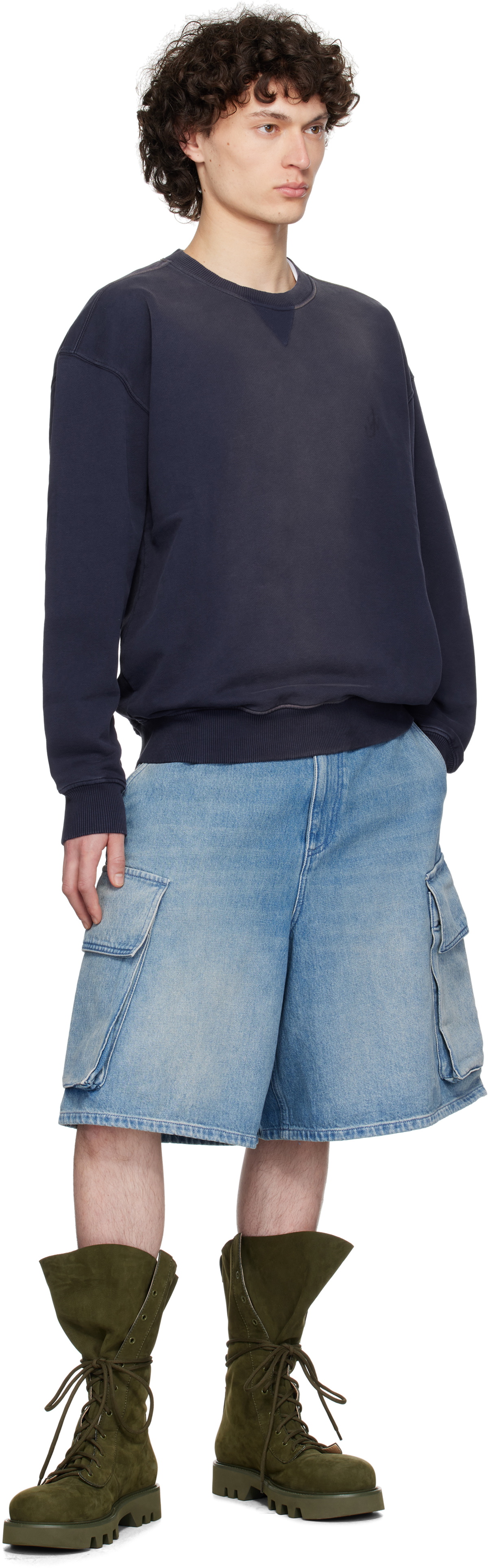JW Anderson Navy Oversized Anchor Logo Sweatshirt