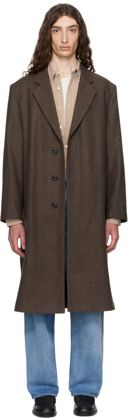 Photo: Hugo Brown Regular-Fit Concealed Closure Coat