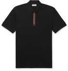 ALEXANDER MCQUEEN - Slim-Fit Logo-Print Webbing-Trimmed Cotton-Piqué Polo Shirt - Black