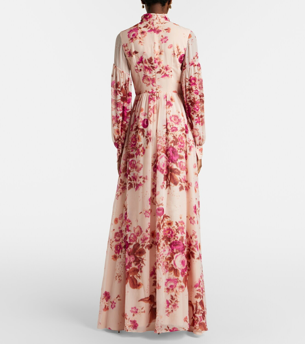 Erdem Floral neck-tie silk voile gown