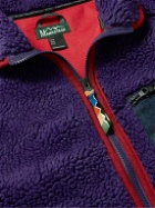 MANASTASH - Mt. Gorilla Logo-Embroidered Denim-Trimmed Fleece Jacket - Purple