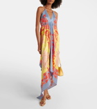 Etro Printed halterneck silk beach dress