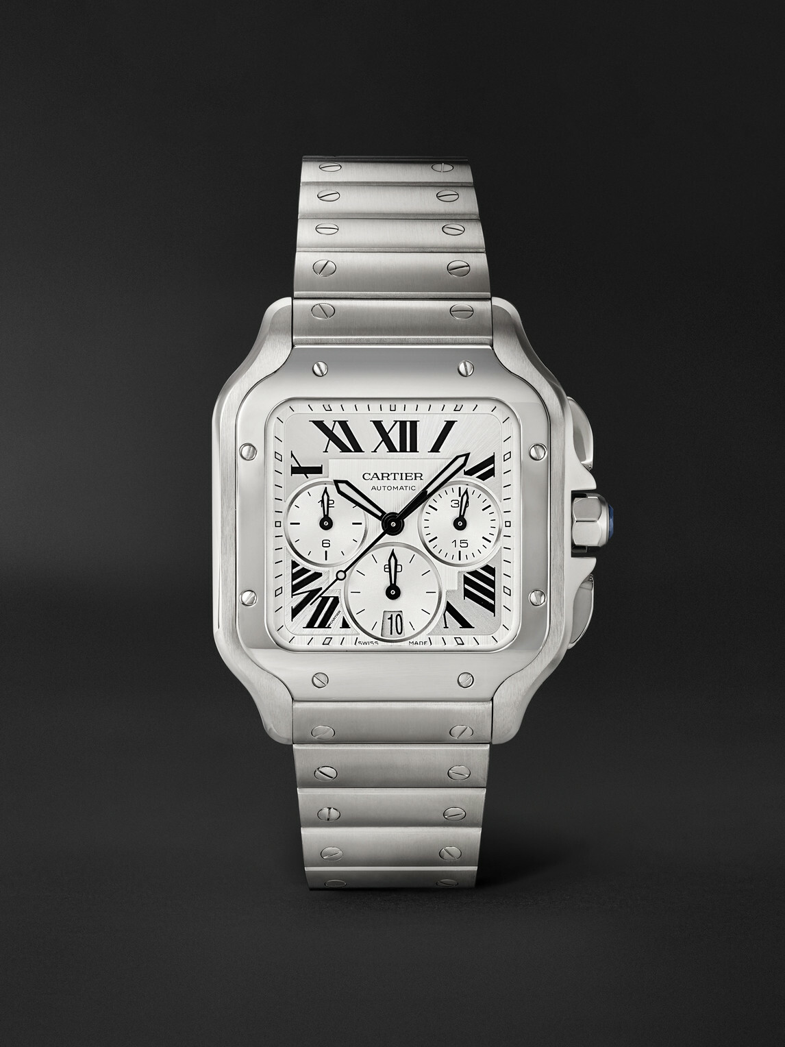 Cartier - Santos de Cartier Automatic Chronograph Stainless Steel Watch, ref.CRWSSA0083 - White