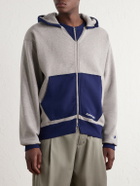 Human Made - Logo-Embroidered Two-Tone Cotton-Jersey Zip-Up Hoodie - Gray