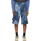 We11done Blue Trompe L'Oeil Cargo Shorts