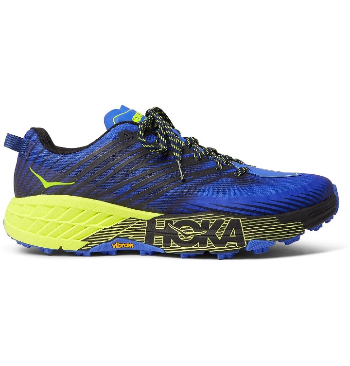 Photo: Hoka One One - Speedgoat 4 Mesh Trail Running Sneakers - Blue