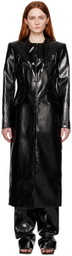 Aleksandre Akhalkatsishvili Black Peaked Faux-Leather Coat