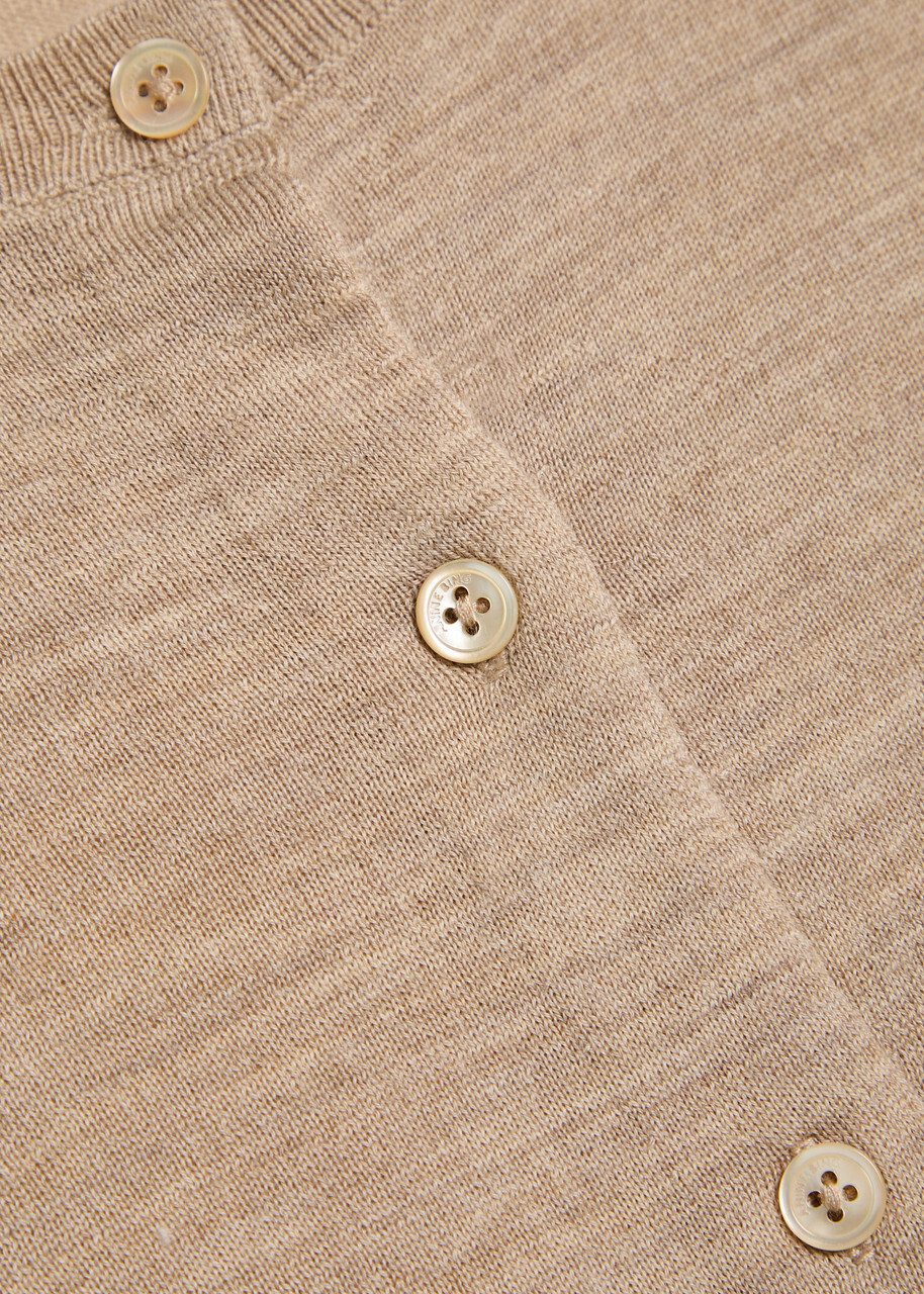 Anine Bing Moni Wool and Cashmere-blend Cardigan Taupe