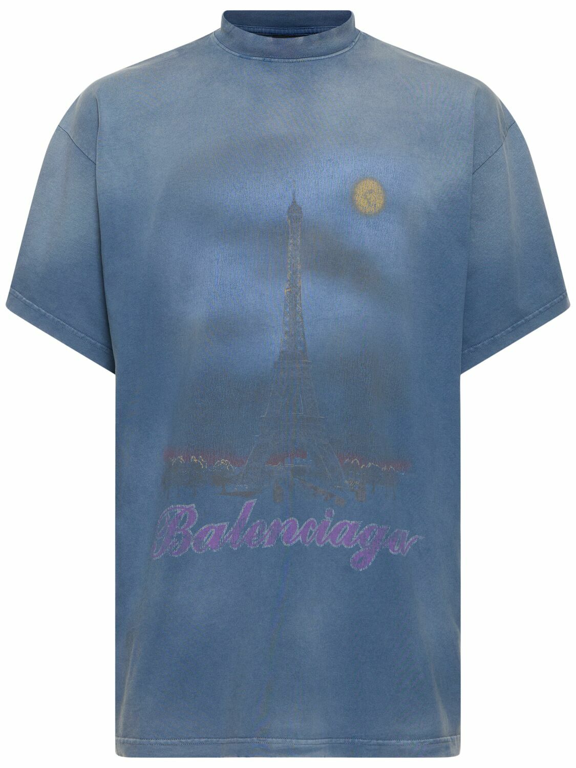 関税込【BALENCIAGA】New Paris Moon Vintage コットンTシャツ BALENCIAGA - New Paris Moon Vintage Cotton T-shirt Balenciaga