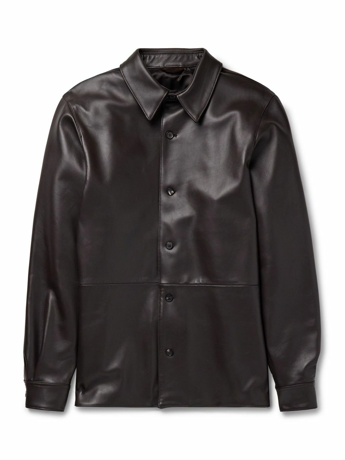 Saman Amel - Leather Shirt Jacket - Brown