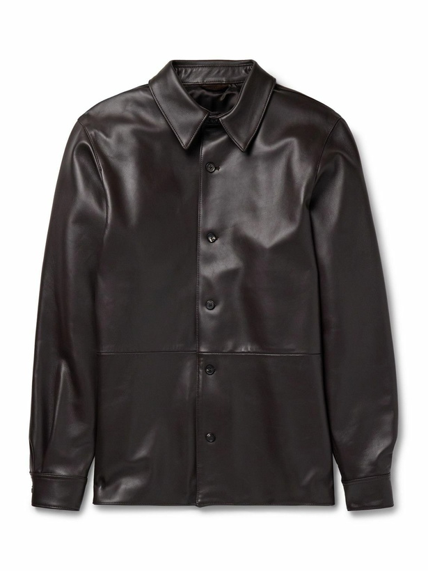 Photo: Saman Amel - Leather Shirt Jacket - Brown