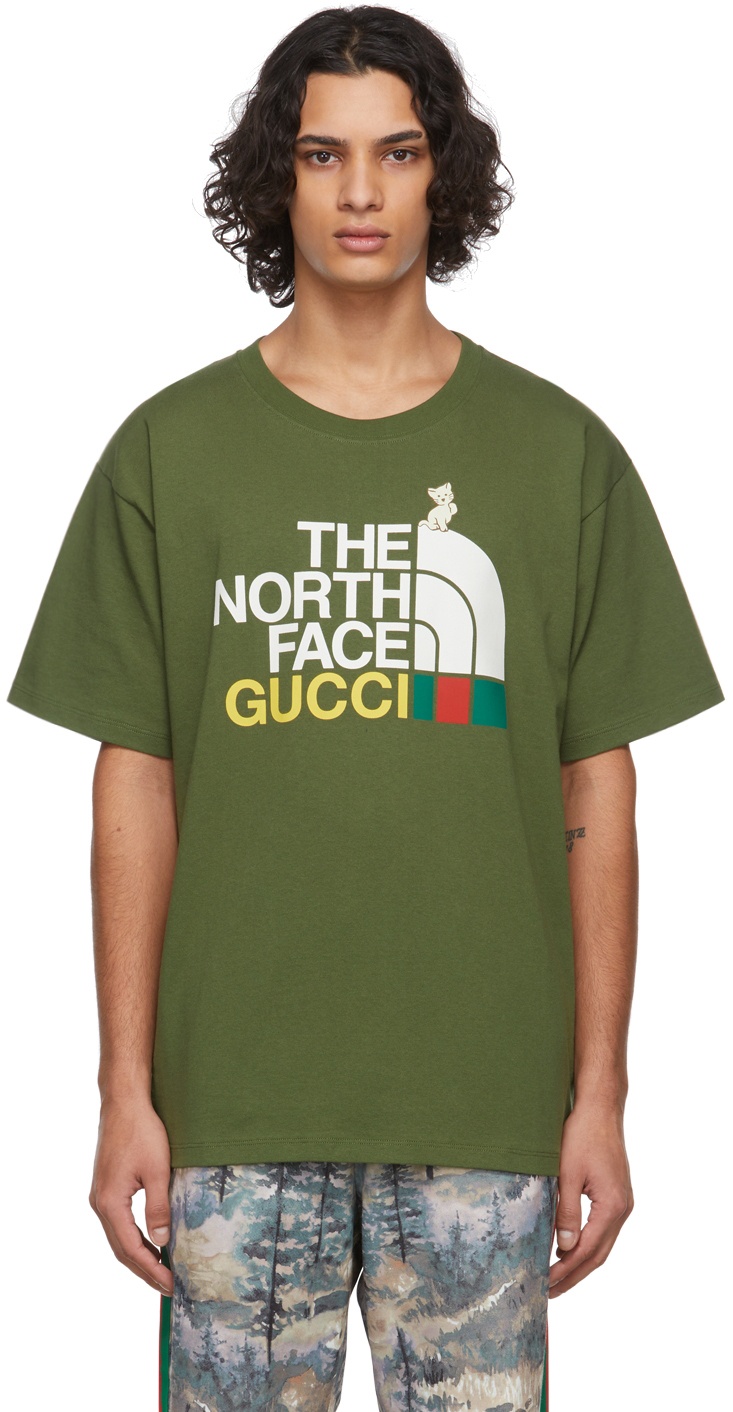 Gucci Khaki The North Face Edition Logo T-Shirt Gucci