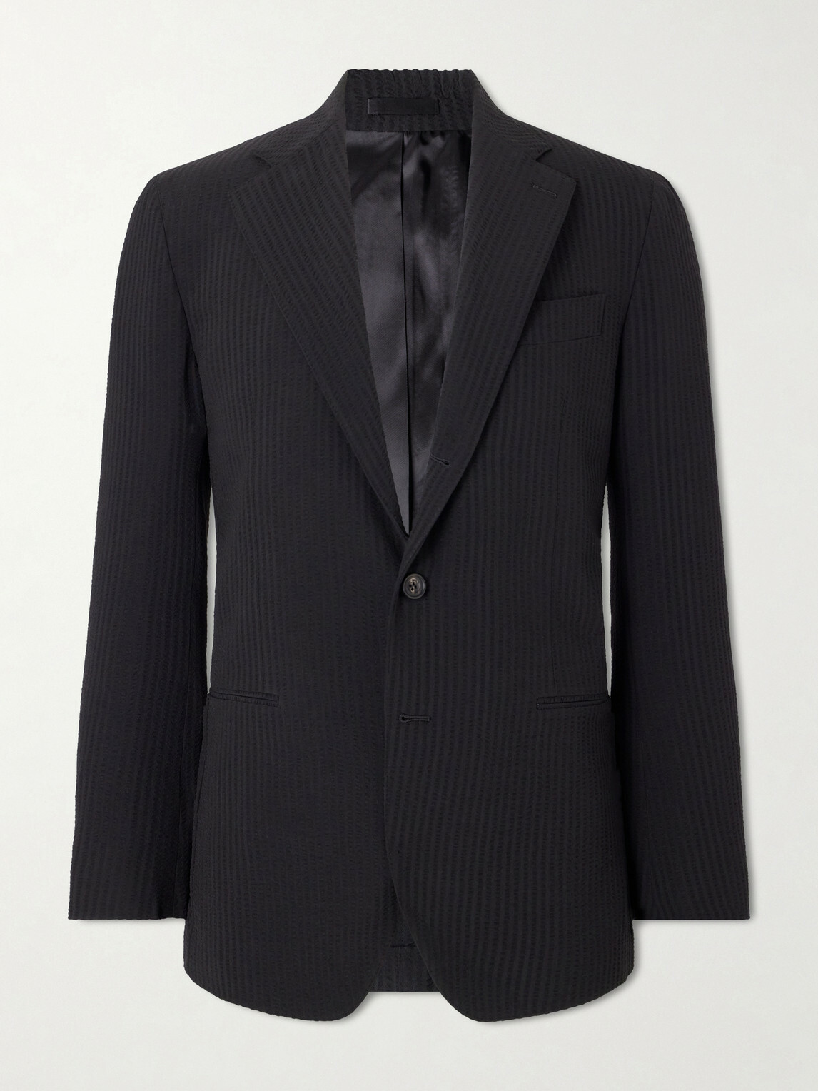 J. Mueser - Seersucker Virgin Wool Suit Jacket - Black