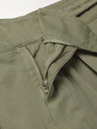RUBINACCI - Manny Pleated Virgin Wool and Linen-Blend Twill Shorts - Green - IT 46