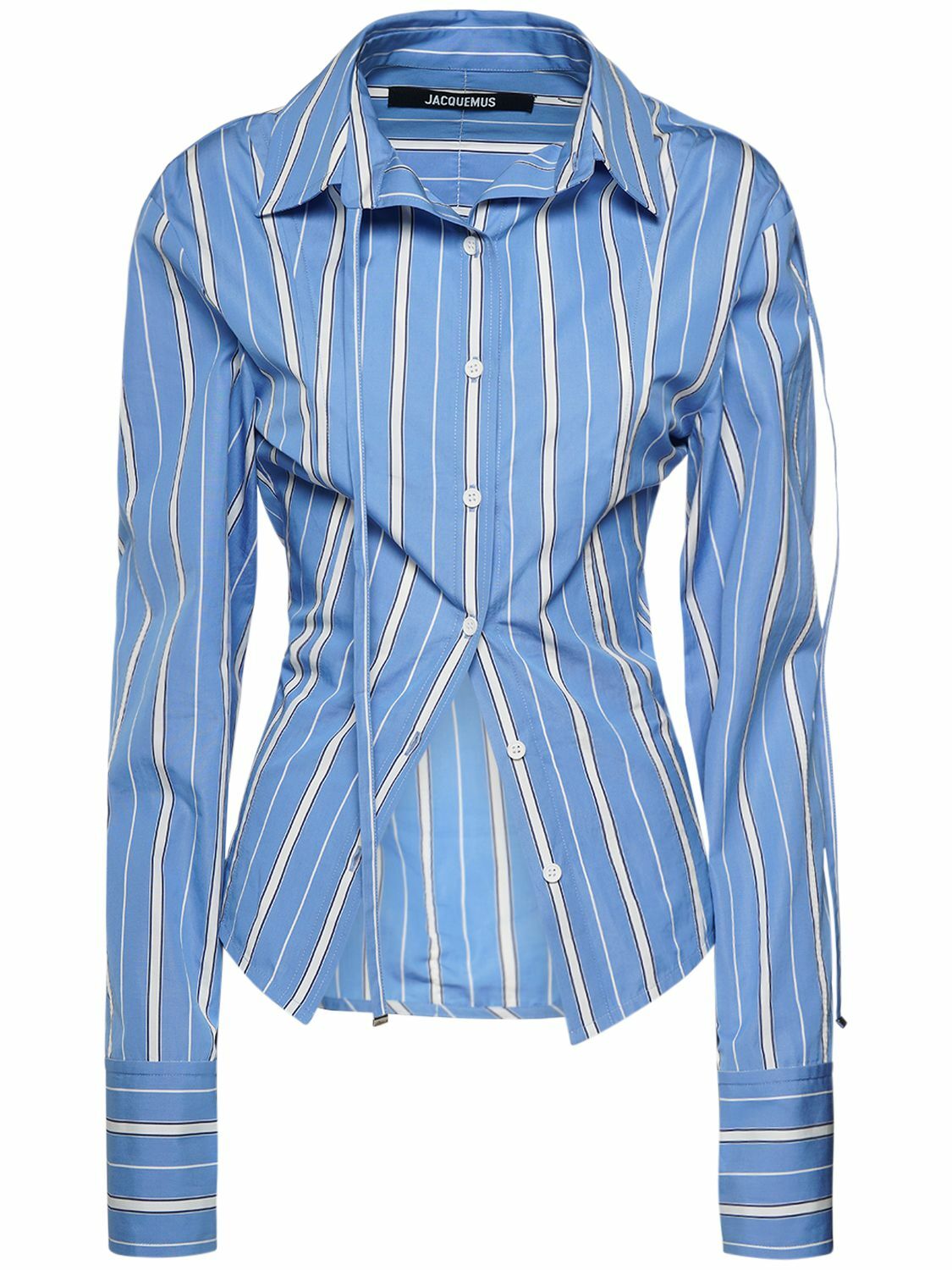 トップス Jacquemus Ruban Striped Neck-Tie Shirt JACQUEMUS - La Chemise Ruban Striped Cotton Shirt Jacquemus