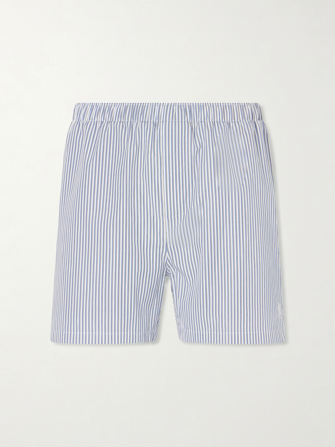SAINT LAURENT - Wide-Leg Striped Cotton-Poplin Shorts - Blue