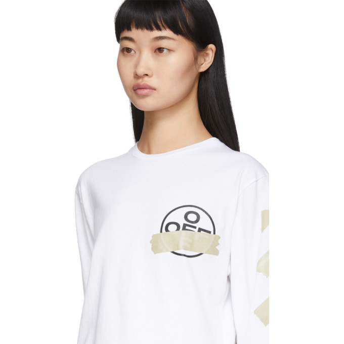 トップス 20SS OFF WHITE TAPE ARROWS LONG SLEEVES Off-White Black Tape Arrows Long Sleeve T-Shirt Off-White