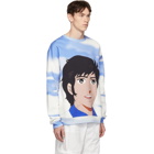 MSGM Blue and White Shiro Print Sweatshirt