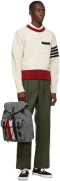 Thom Browne Off-White Mohair Jersey Stitch 4-Bar Pullover Sweater