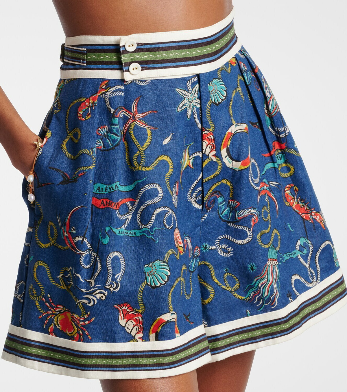 Alémais Cove printed linen shorts