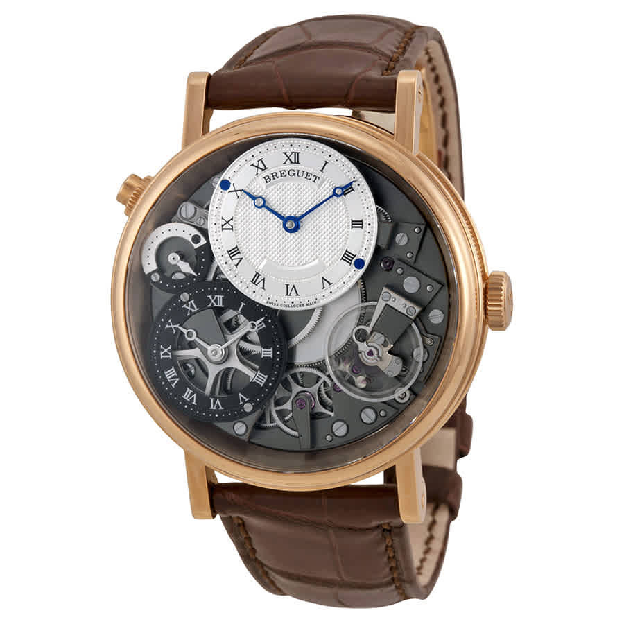 Breguet Tradition GMT Manual Skeletal Dial Leather Mens Watch 7067BRG19W6