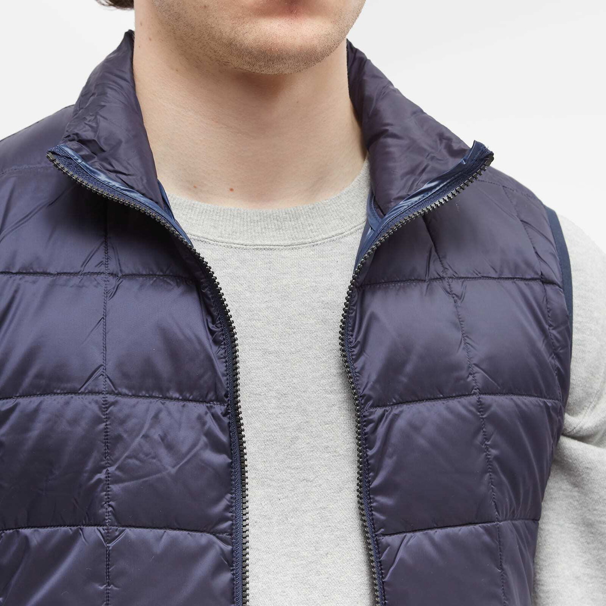 Taion Men's High Neck Zip Down Vest in Navy Taion Extra