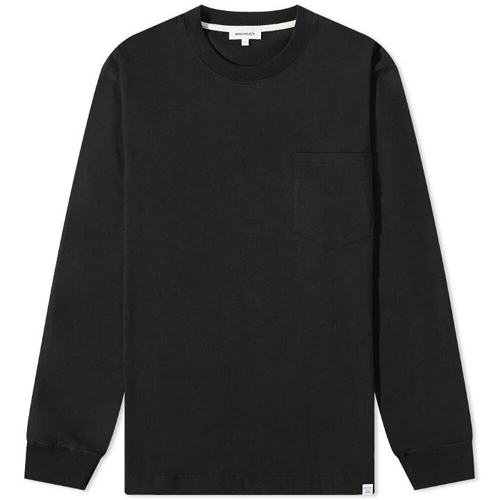 Photo: Norse Projects Men's Long Sleeve Johannes Standard Pocket T-Shirt in Black