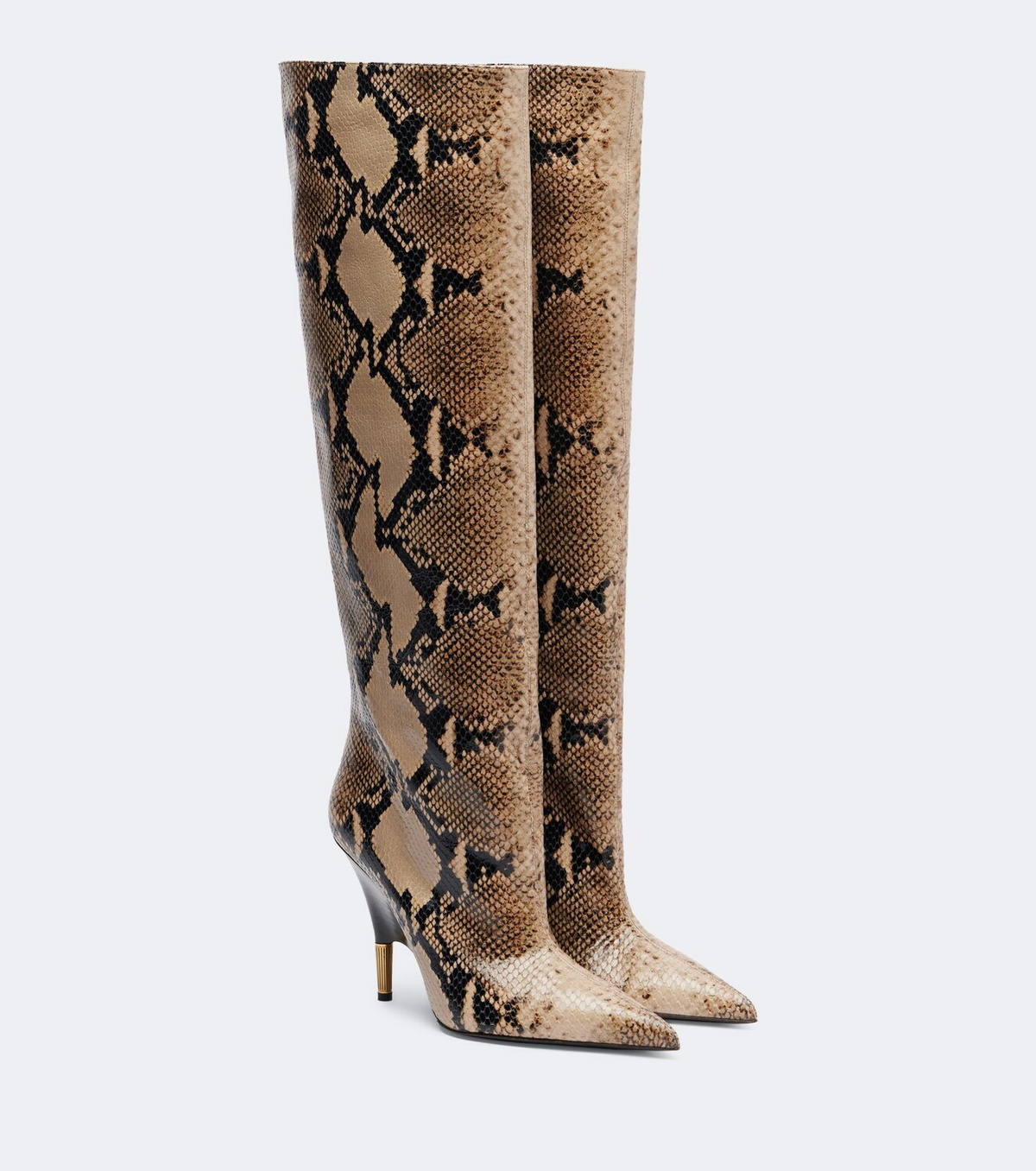 Khaite Bella snake-effect leather knee-high boots