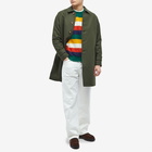 Drake's Men's Brushed Shetland Stripe Crew Knit in Tartan Green Multi