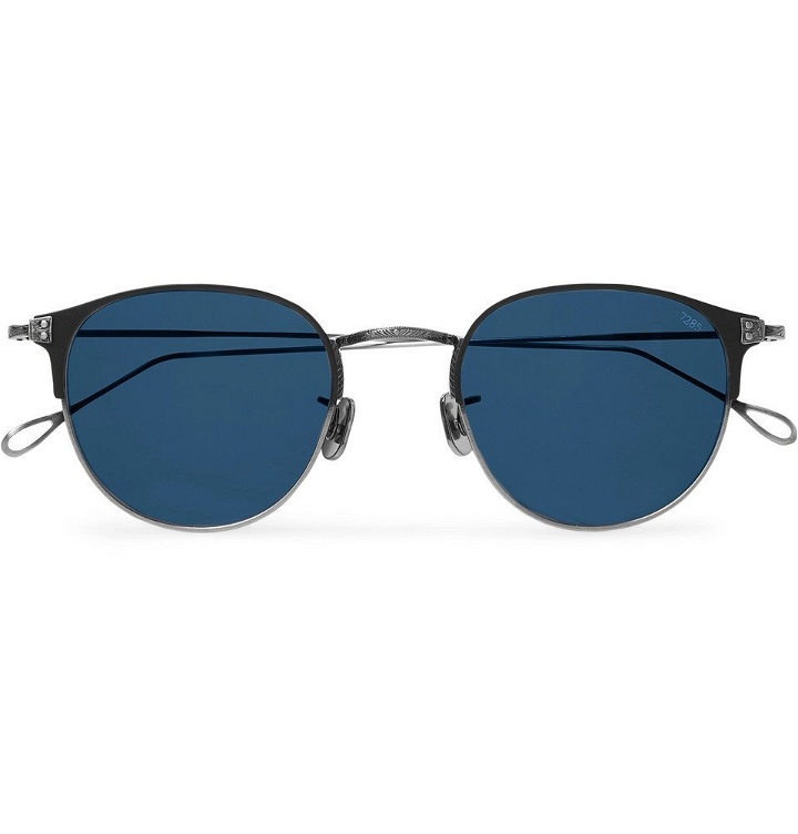 Photo: Eyevan 7285 - Round-Frame Acetate and Titanium Sunglasses - Blue