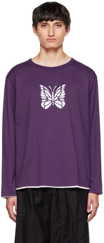 Photo: NEEDLES Purple & White Long Sleeve Reversible T-Shirt