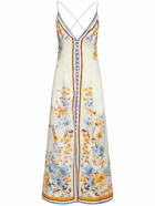 ZIMMERMANN - Halcyon Printed Linen Maxi Slip Dress