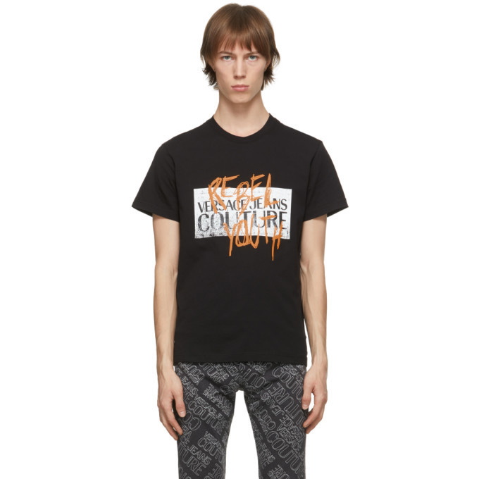 Photo: Versace Jeans Couture Black Graffiti Rebel Youth T-Shirt