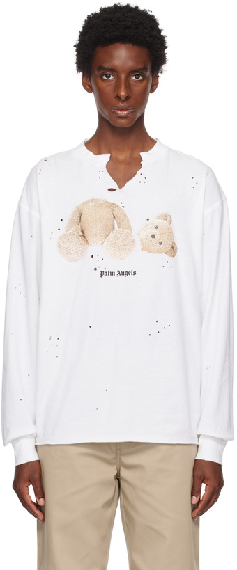 Photo: Palm Angels White PA Bear Long Sleeve T-Shirt