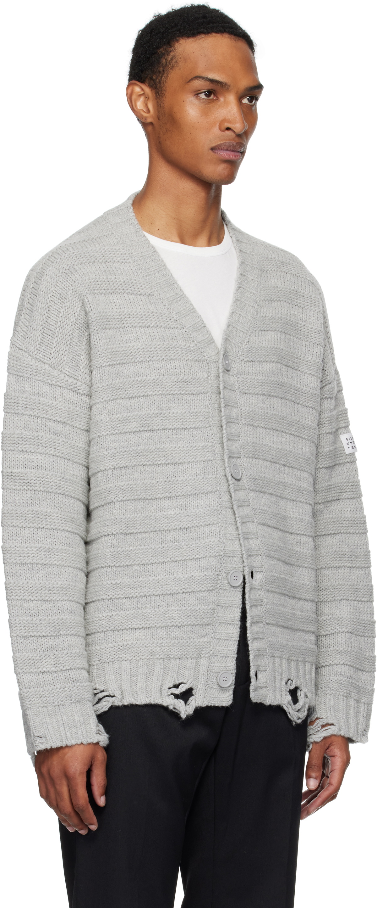 MM6 Maison Margiela Gray Wool Cardigan MM6 Maison Margiela