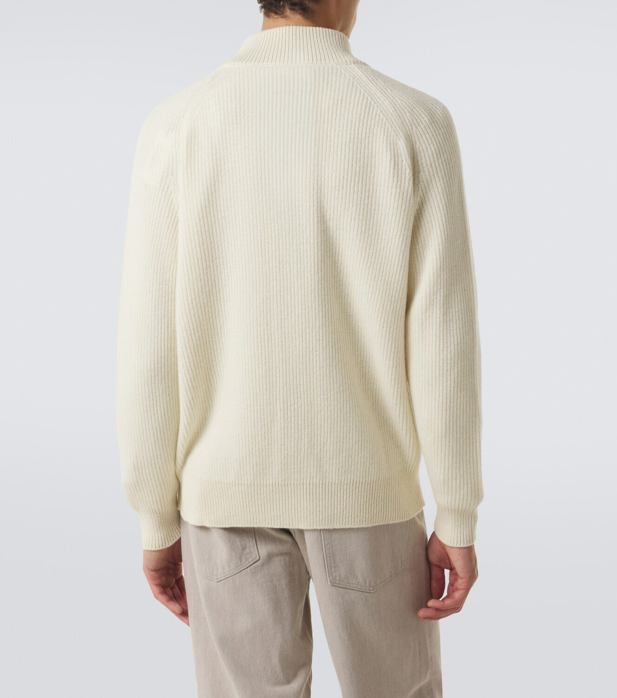 Lardini Ribbed-knit wool and cashmere zip-up cardigan