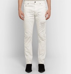 Saint Laurent - Slim-Fit Distressed Denim Jeans - Men - White